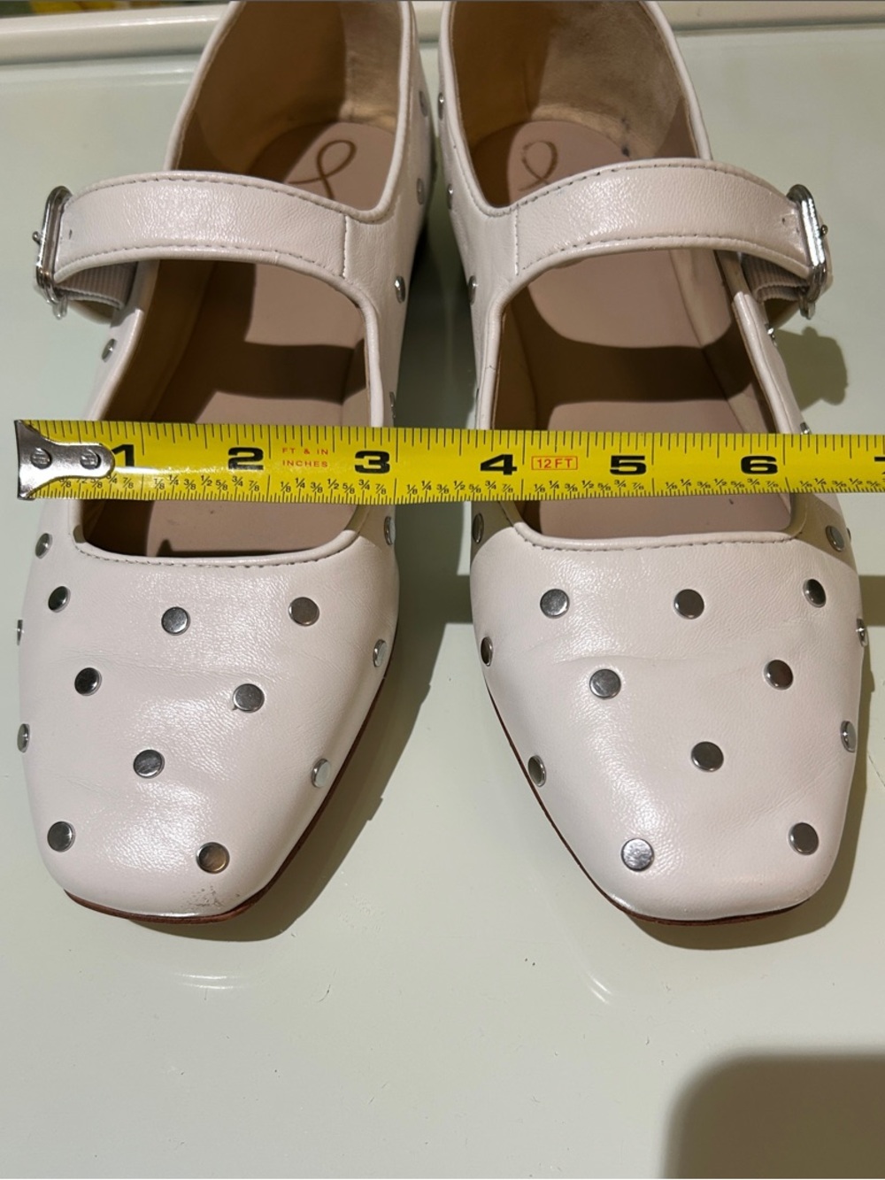 Sam Edelman Michaela Studded Leather White Mary Jane Flats. Size 8.5 - Picture 12 of 15